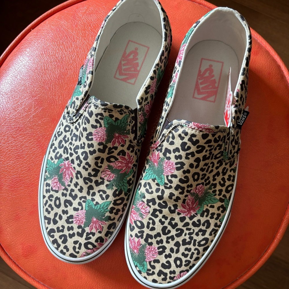 Vans Asher ‘Cheetah Palms’ Slip-on Skate Shoes
